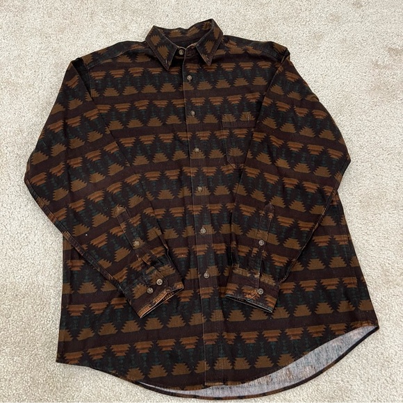 WOOLRICH Flannel Shirt Heavy Brown Southwestern Aztec Long Sleeve Mens Size XL, - Picture 16 of 16